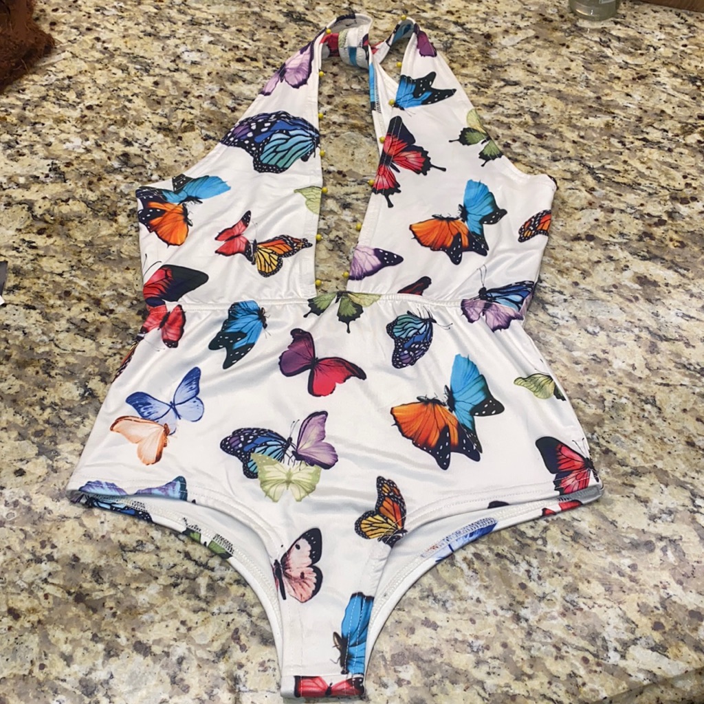 Rococo Sand Butterfly Beaded One Piece Swimsuit